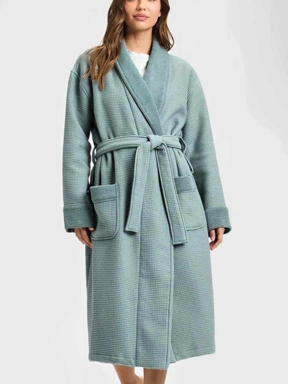 Cozy Earth Waffle Bath Robe in Green